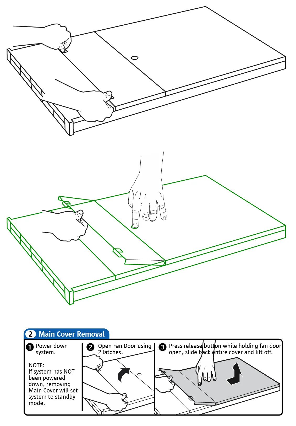 Progression of the top cover illustration from reference photo to final line art