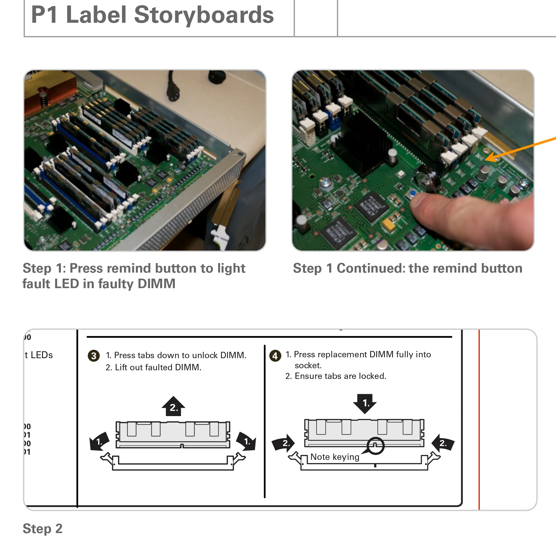 Storyboards for the P1 service label