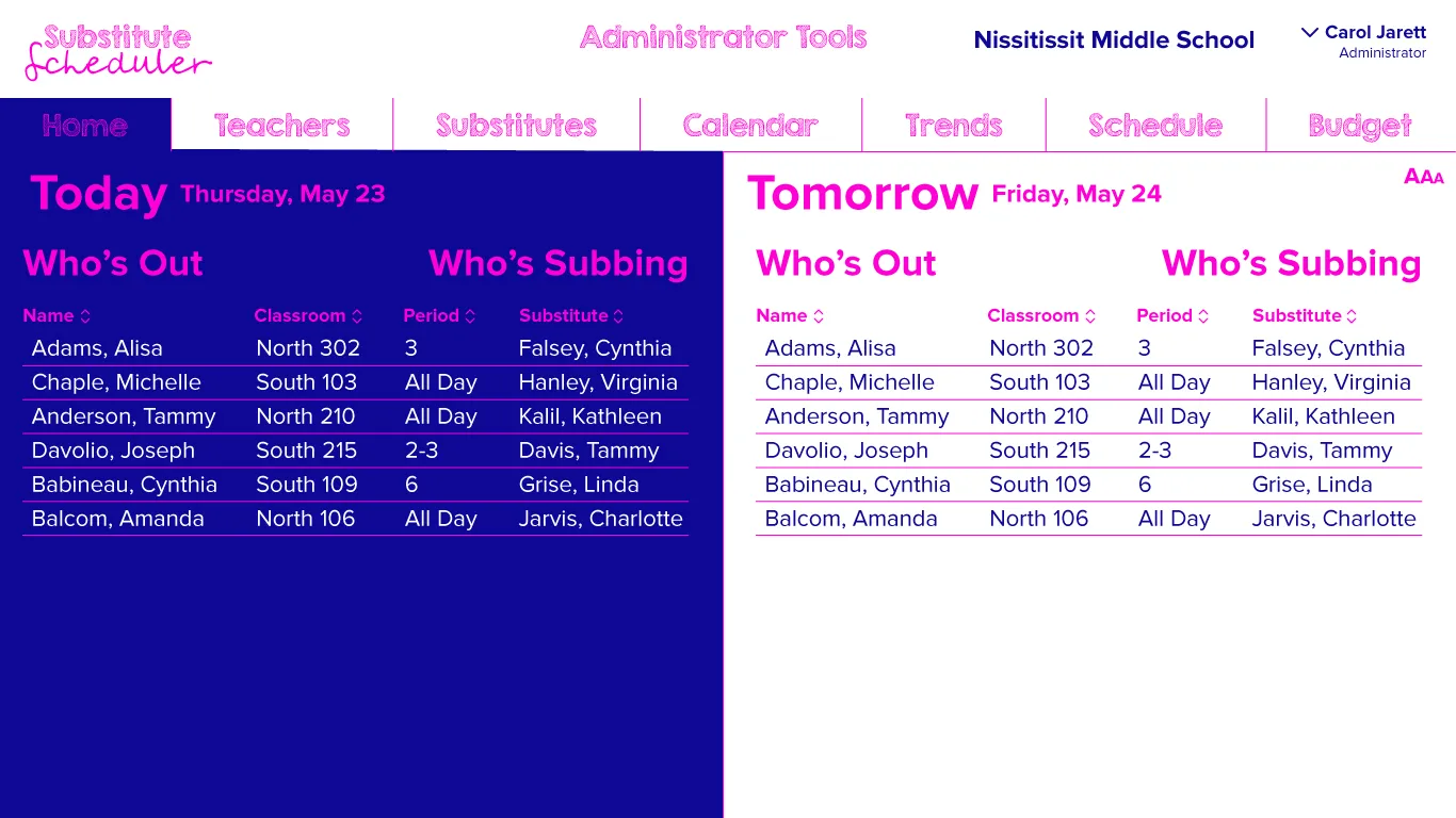 Home tab showing today and tomorrow's coverage at a glance