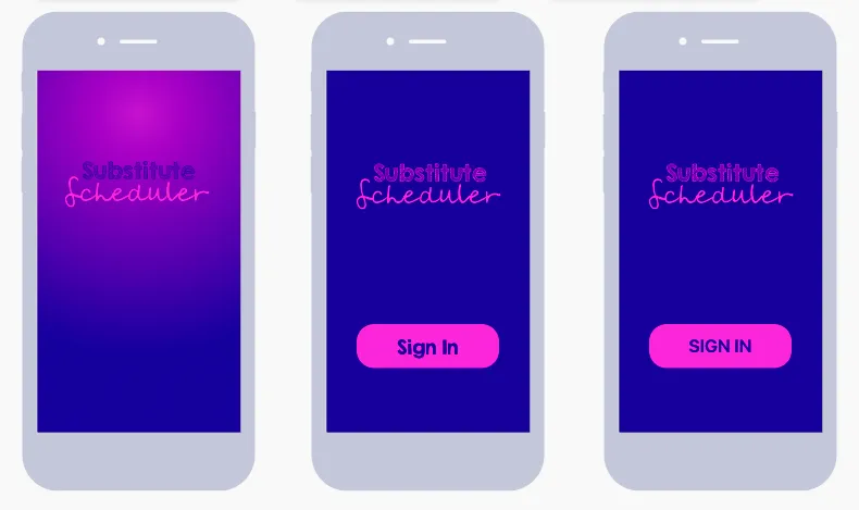 Sign-in screen concepts for the scheduling app